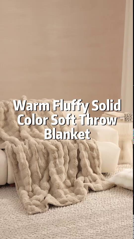 Warm Fluffy Solid Color Reversible Use Splicing Soft Throw Blanket Four ...